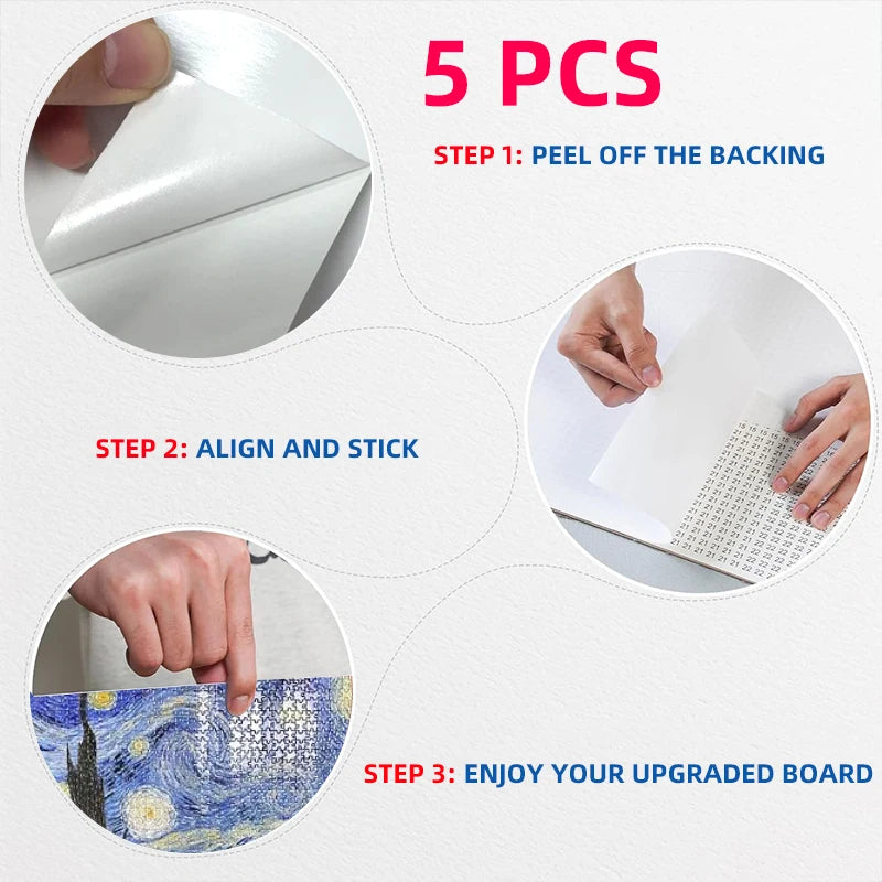 5pcs Puzzle Saver Sheets – 10 Extra Strong 11.5 x 8.3in Peel & Stick Puzzle Glue Sheets Preserve thousand Jigsaw Puzzles