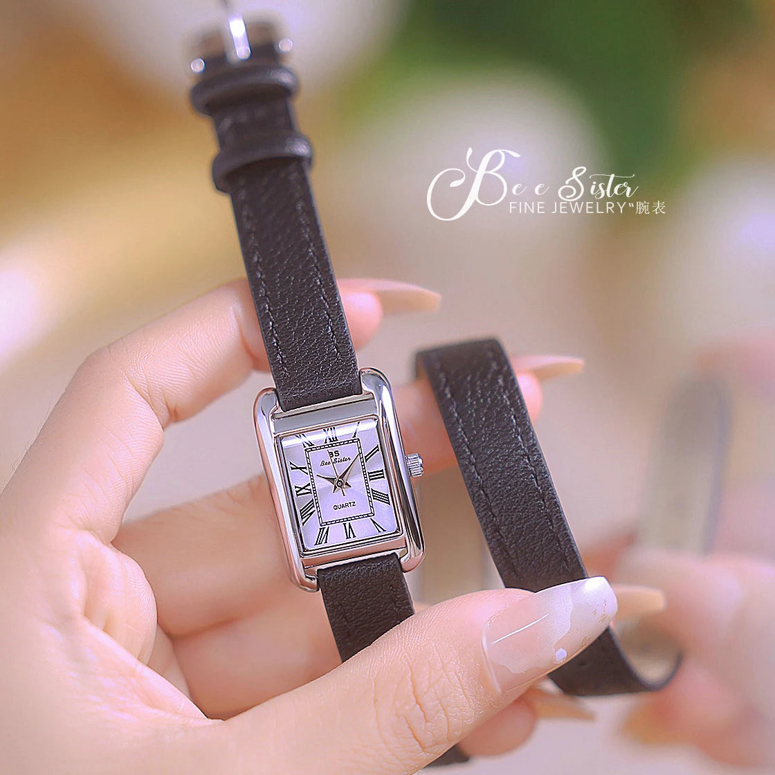 Women Watches Fashion Casual Square Black Genuine Leather Quartz Watche For Women Dress Elegant Clock Ladies Wristwatches