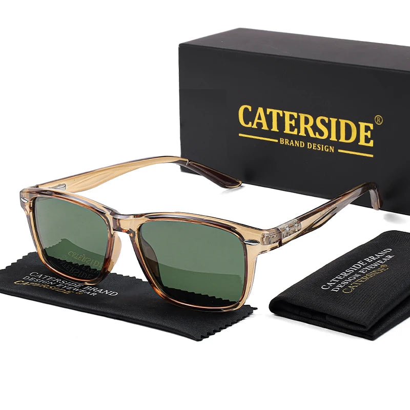 CATERSIDE TR90 Polarized Sunglasses Men Square Ultralight Fashion Sun Glasses Women's Brand Driving Party Sports Glasses Gift