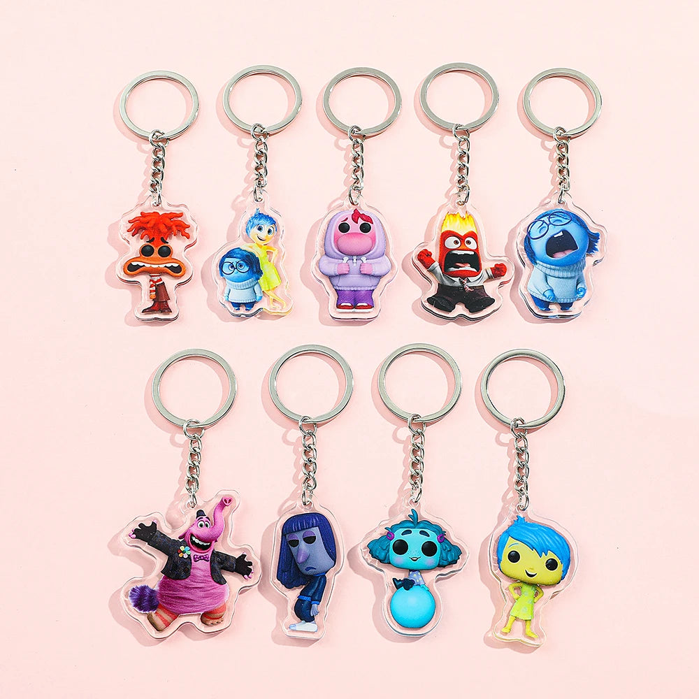 inside out Anime Keychain - Joy Anger Sadness Happiness Five Emotions Character Backpack Jewelry Accessory for Men & Women