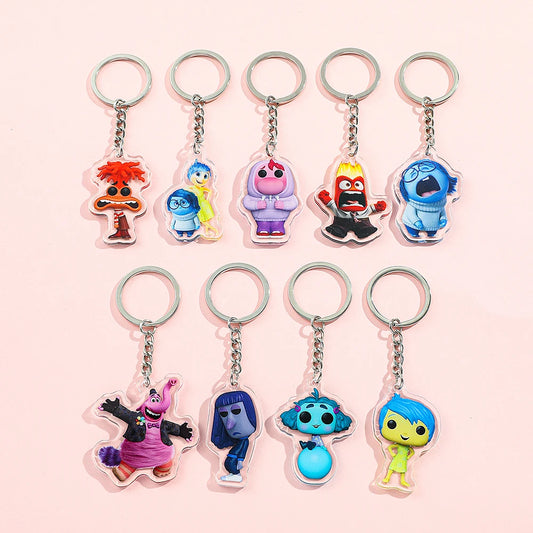 inside out Anime Keychain - Joy Anger Sadness Happiness Five Emotions Character Backpack Jewelry Accessory for Men & Women