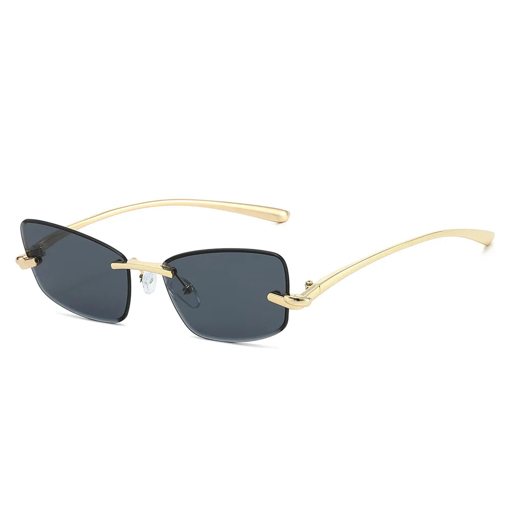 JNPCXI 2026 New Luxury Butterfly Sunglasses for Women Rimless Tint Lens Metal Shades Party Travel Decoration Uv400