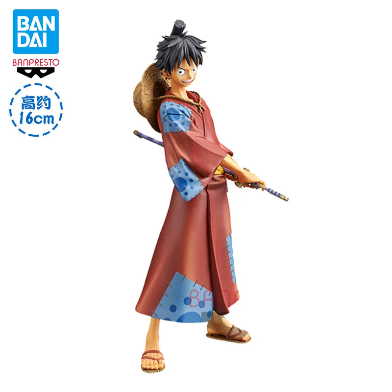 Special OfferIn Stock Original Bandai One Piece Wano Country Luffy Series Kimono Umbrella Sitting Multiple Poses Character Mol C