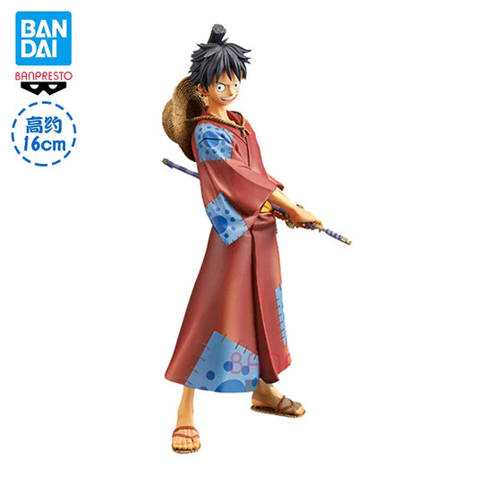 Special OfferIn Stock Original Bandai One Piece Wano Country Luffy Series Kimono Umbrella Sitting Multiple Poses Character Mol C