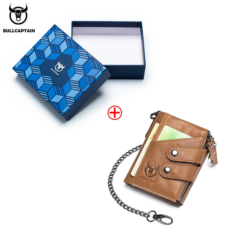 BULLCAPTAIN Men's Zipper Wallet Rfid Wallet Multifunction Storage Bag Coin Purse Wallet's Card Bags Genuine Leather Purse Male