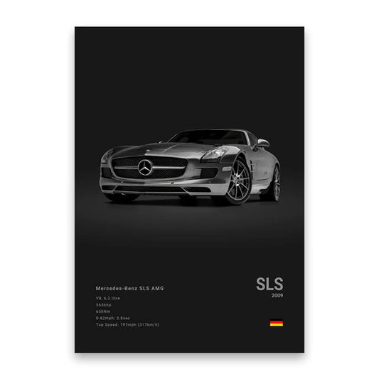 2009 Mercedes Benz SLS Print Famous Brand Cars Canvas Wall Poster Room Decor