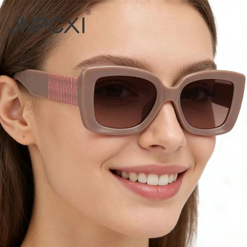 JNPCXI Square Fashion Sunglasses Women Shades UV400 Retro Gradient Men Trending Sun Glasses