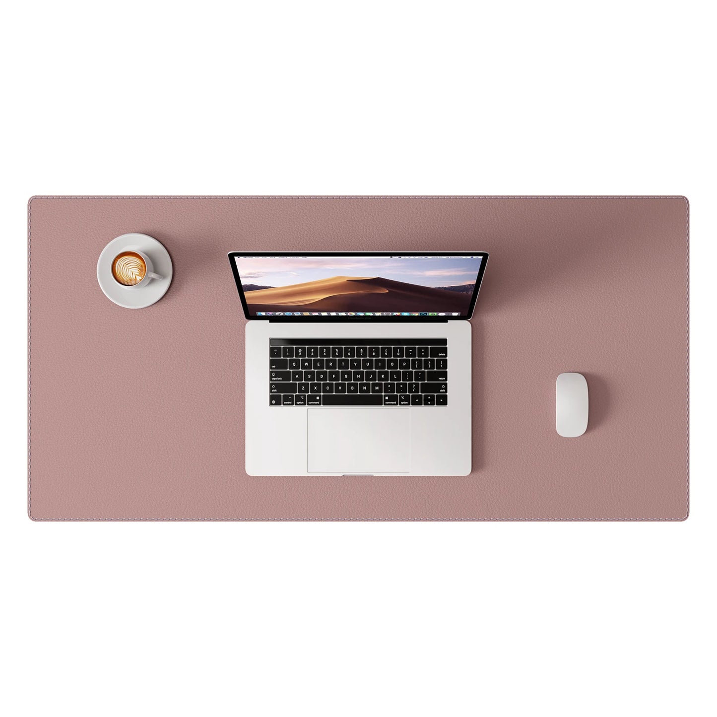 Stitched Edges PU Leather Office Desk Mat, Non-Slip Mouse Pad, Waterproof Desk Pad Protector for School Office Home