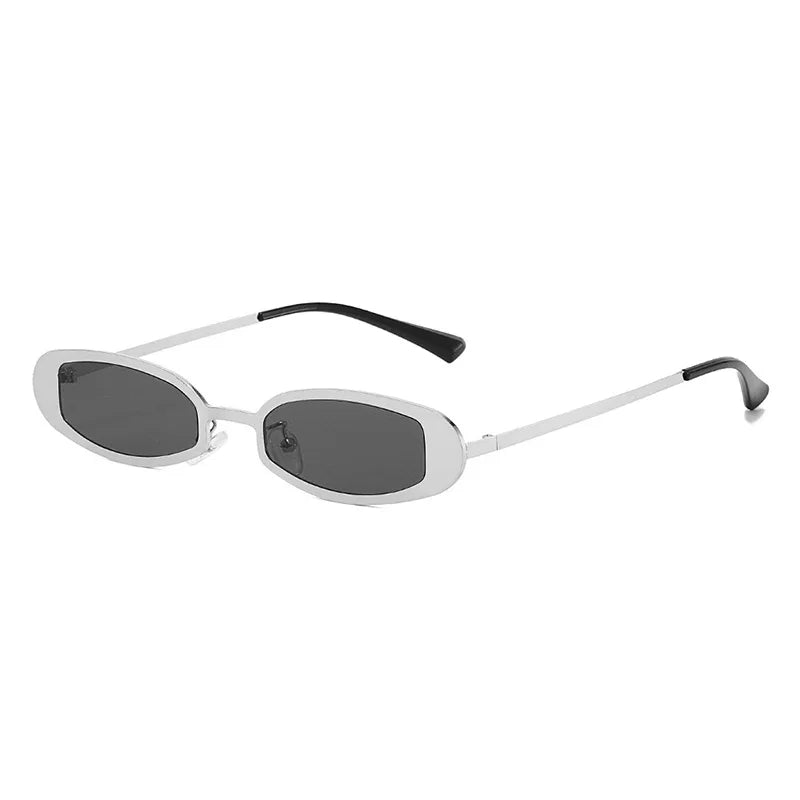 JNPCXI New Retro Small Oval Metal Women Sunglasses Shades UV400 Retro Punk Men Clear Lens Frame