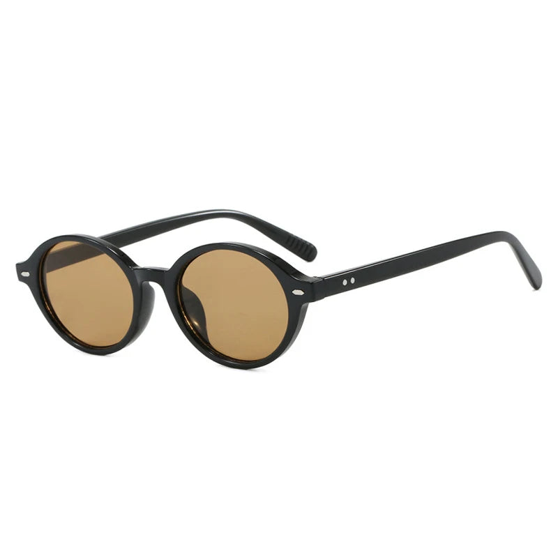 JNPCXI New Retro Small Oval Women Sunglasses Fashion Leopard Candy Color Shades UV400 Men Trending Rivets Punk Sun Glasses