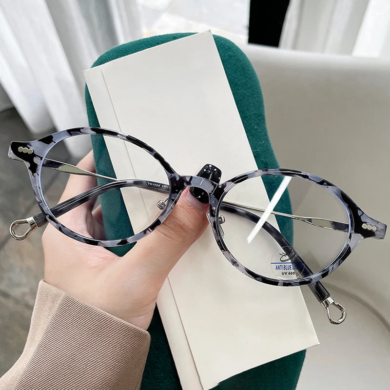 JNPCXI New Vintage TR90 Round Glasses Frame Women Fashion Clear Anti-Blu-Ray Lens Eyewear Men Optical Frame