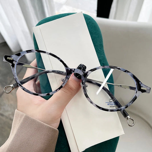 JNPCXI New Vintage TR90 Round Glasses Frame Women Fashion Clear Anti-Blu-Ray Lens Eyewear Men Optical Frame