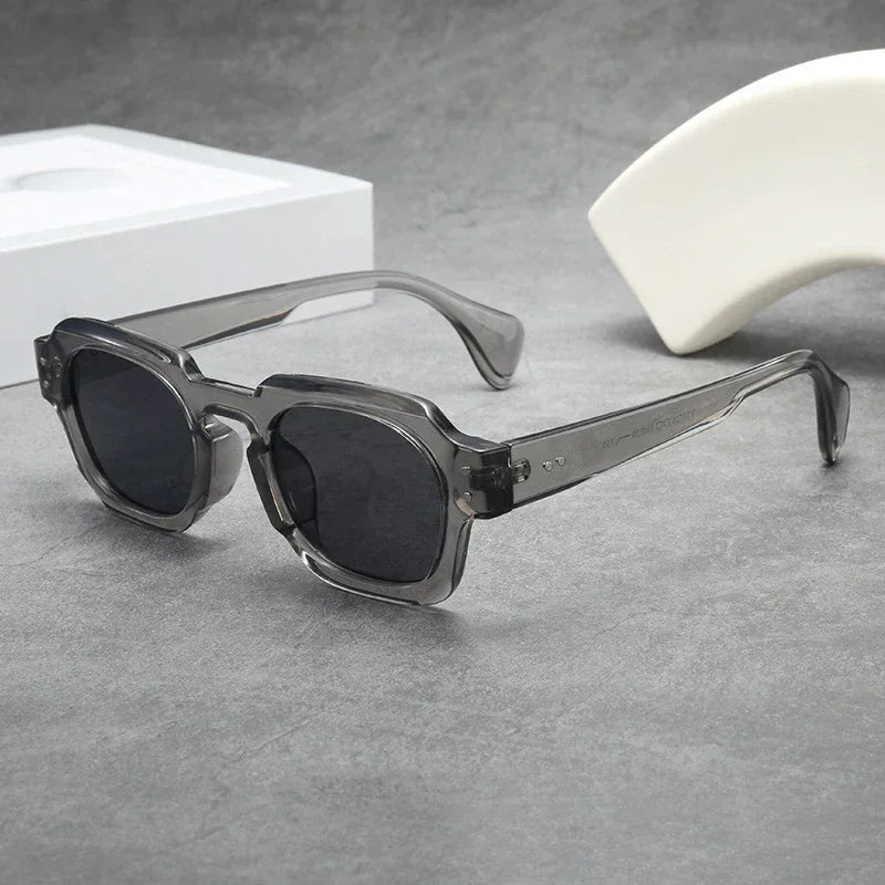 JNPCXI Retro Square Sunglasses Women Fashion Black Blue Shades UV400 Men Rivets Trending Sun Glasses