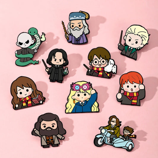 10pcs Cartoon Character Enamel Pins Cute Collectible Lapel Badges Children's Gift Jewelry for Backpacks
