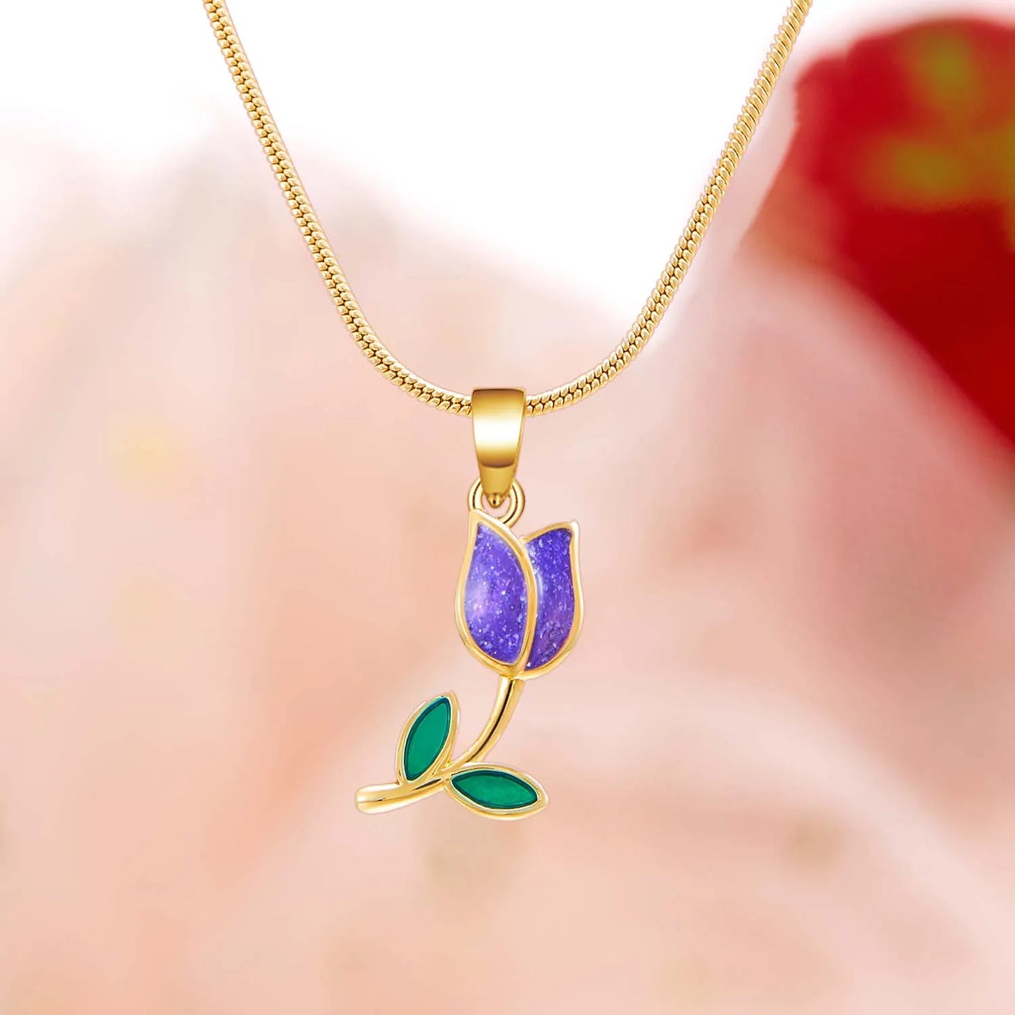 Elegant Romantic Tulip Flower Pendant Necklace for Women Fashion Gold Color Clavicle Chain Charm Luxury Jewelry Birthday Gift