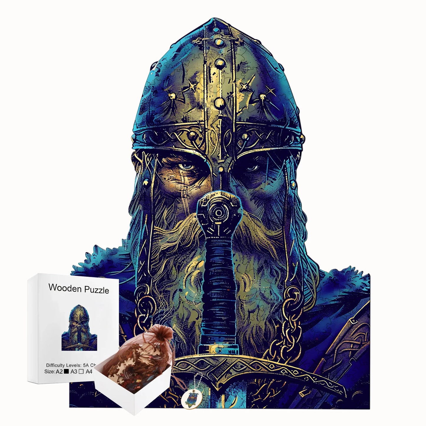 Brave Warrior Wooden Puzzle Retro Style Wooden Decor Christmas and Halloween Gift Toy for Teen and Kid