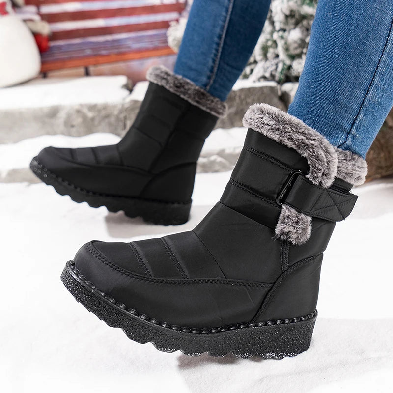 Plus Size 45 Waterproof Non Slip Snow Boots Women Warm Thicken Plush Platform Winter Boots Woman Faux Fur Ankle Botas Couples