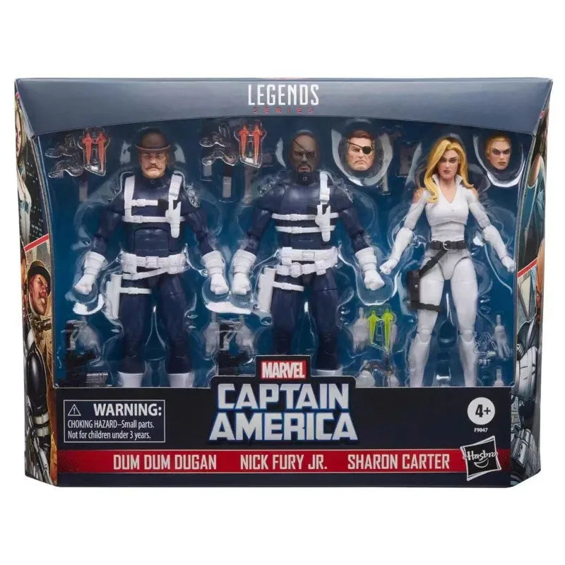 Original Hasbro Marvel Legends Series S.H.I.E.L.D. (Nick Fury, Sharon Carter, and Dum Dum Dugan) Action Toy Figure Collection