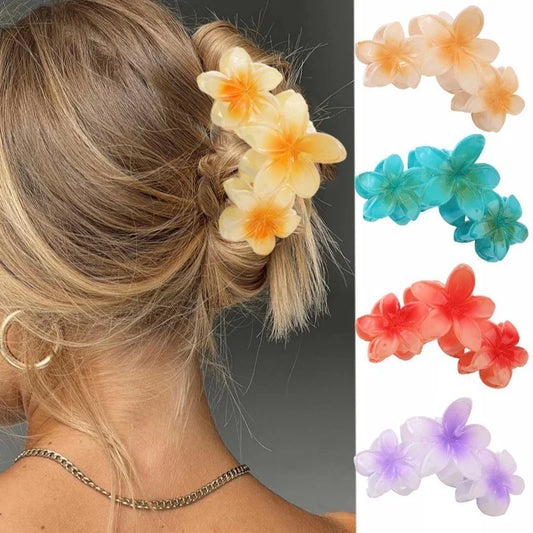1pcs/2pcs Candy Colors Large Flower Hair Clip for Women Elegant Temperament Shark Clip Fashionable Girl Hair Claw