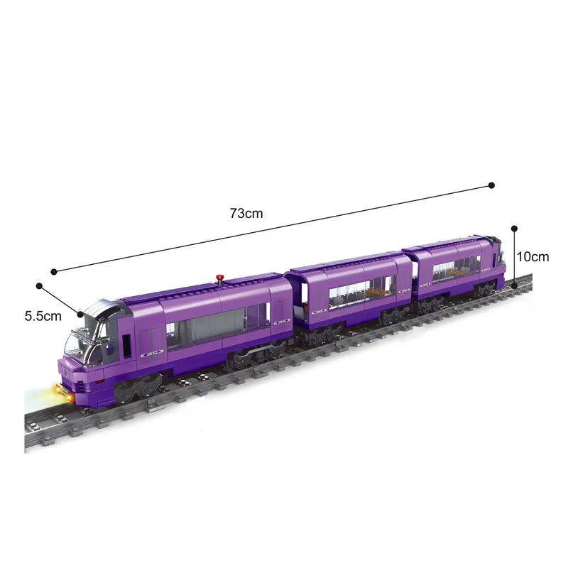 MOC City Series Train Metro Tracks Building Blocks Railroad Conveyance Toys