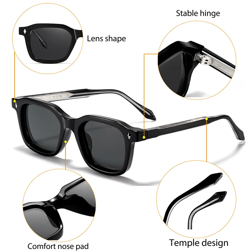 CATERSIDE Men Personalized Design Sunglasses Square Frame Women Retro Trendy Sunglasses Travel Business Party Gift Glasses UV400