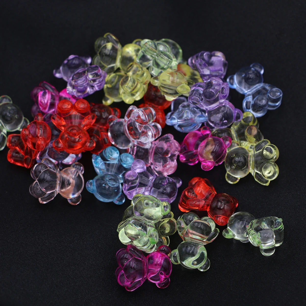 30pcs Random Mix Transparent Colorful Bear Beads for Jewelry Making DIY Necklace Bracelet Key Chain Earrings Accessories