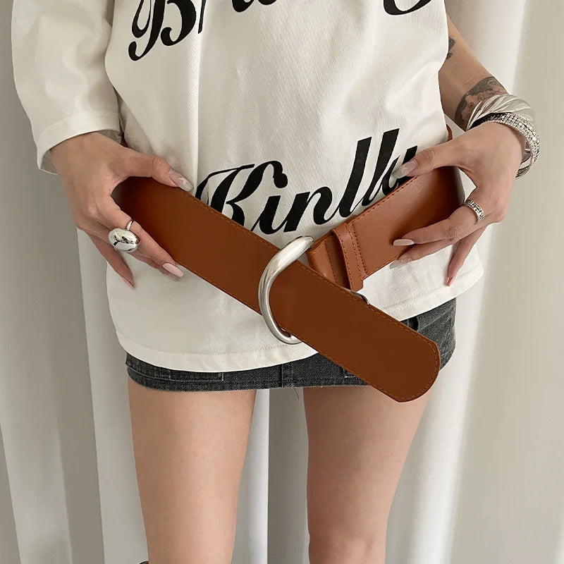 High-End Wide Belt For Women Minimalist White Waist Cincher With Belt Decoration For 2025 New Arrivals
