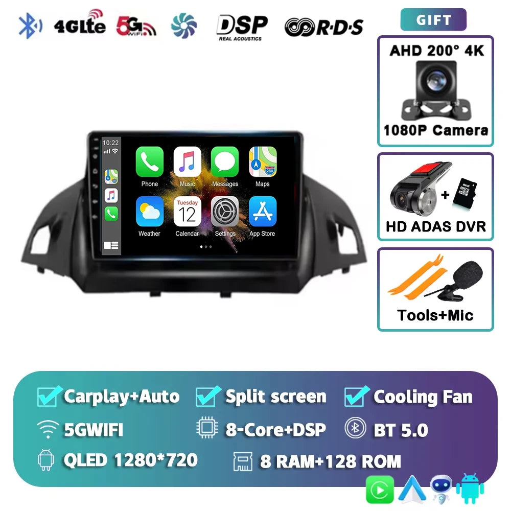For Ford Kuga 2 Escape 3 2012 - 2019 Android 15 Car Radio Multimidia Video Player WIFI+4G 2din Navigation GPS Head Unit Stereo