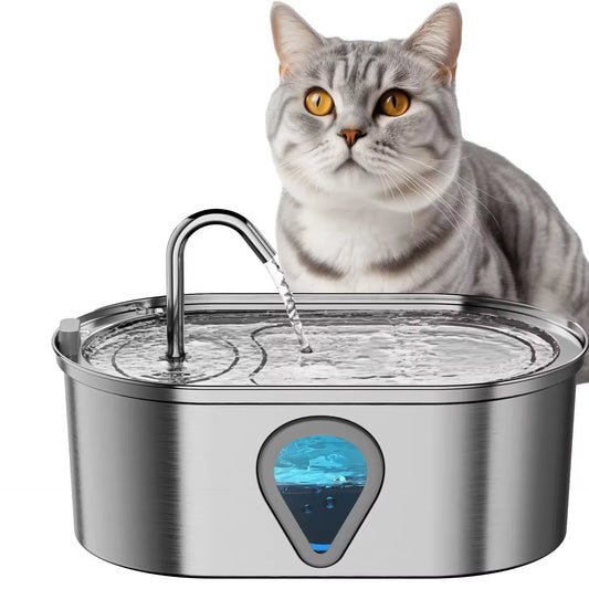 3.5L large pet water dispenser stainless steel cat water fountain w/LED Lighting