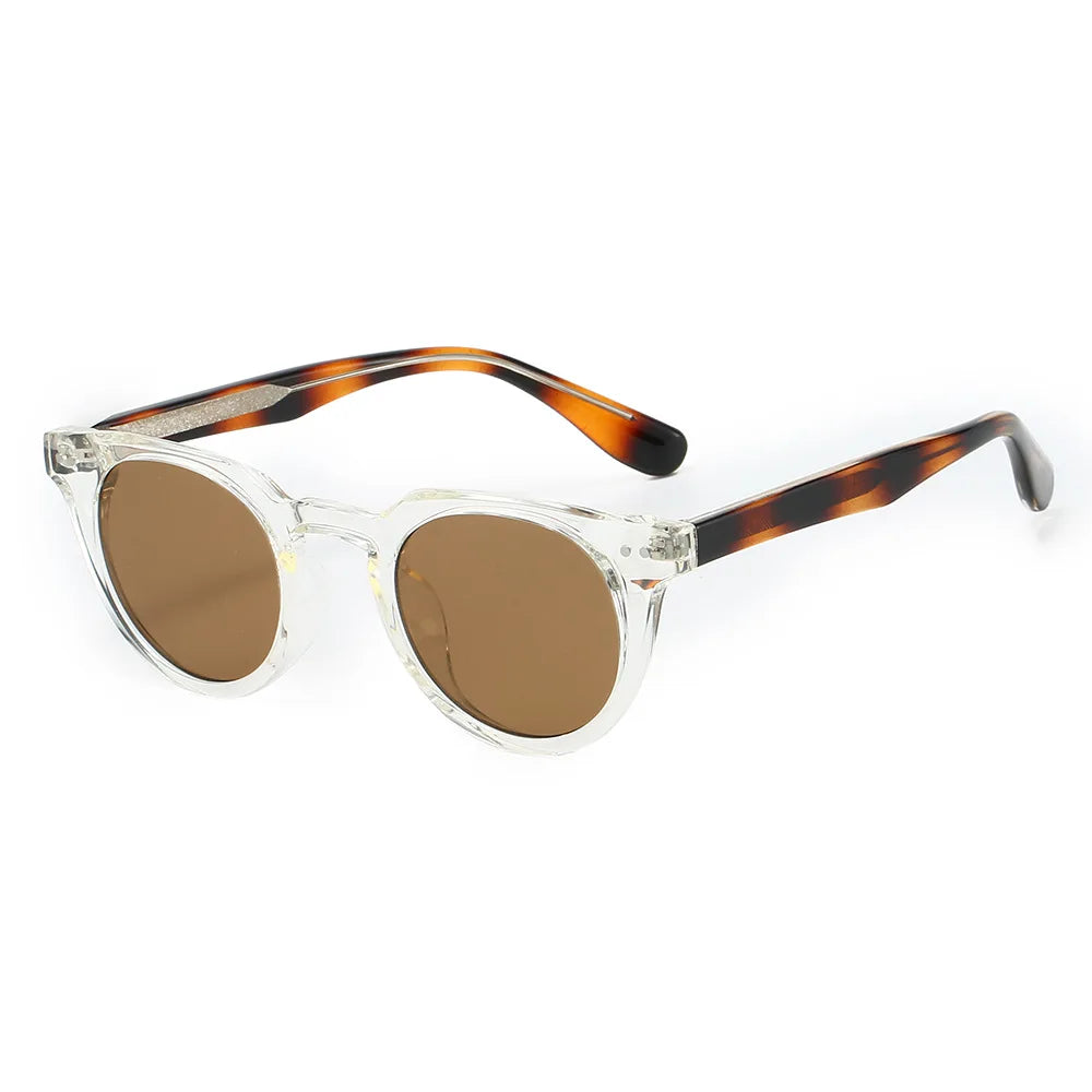 JNPCXI Round Women Luxury TR90 Sunglasses Shades UV400 Retro Rivets Men Sun Glasses