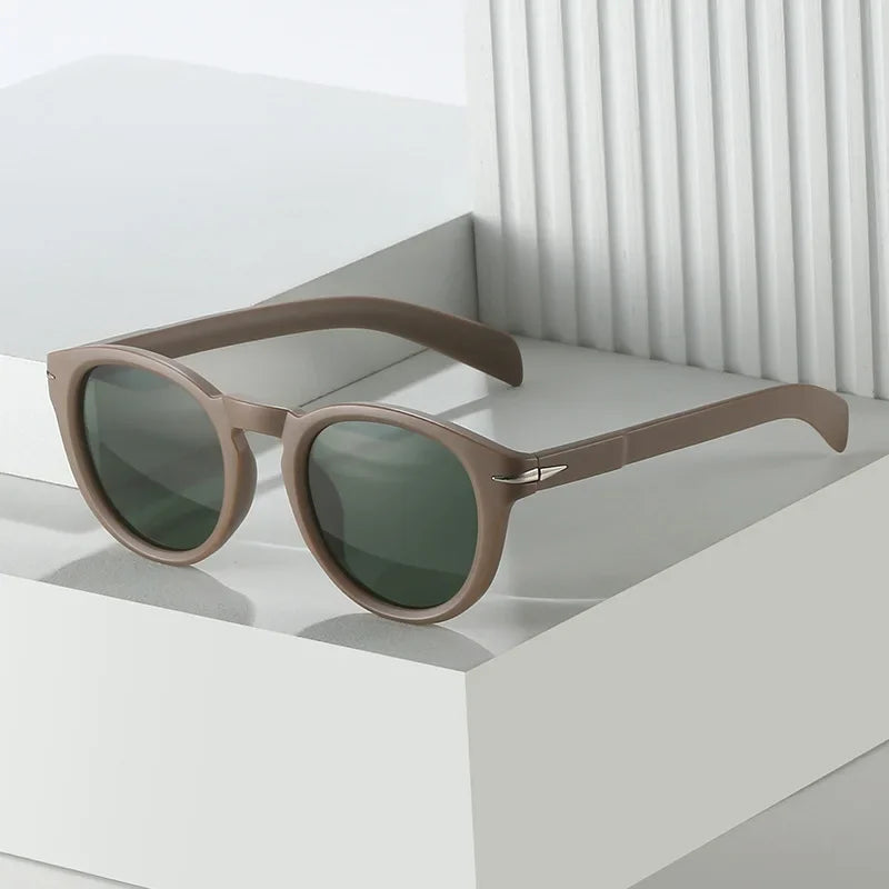 JNPCXI Retro Round Men Polarized Sunglasses Shades UV400 Fashion Brand Designer Matte Blue Women Rivets Sun Glasses