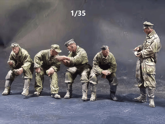 1/35 Resin Model Character Kit Gk, Tank Member Group Resting State, Unpainted Assembly Kit