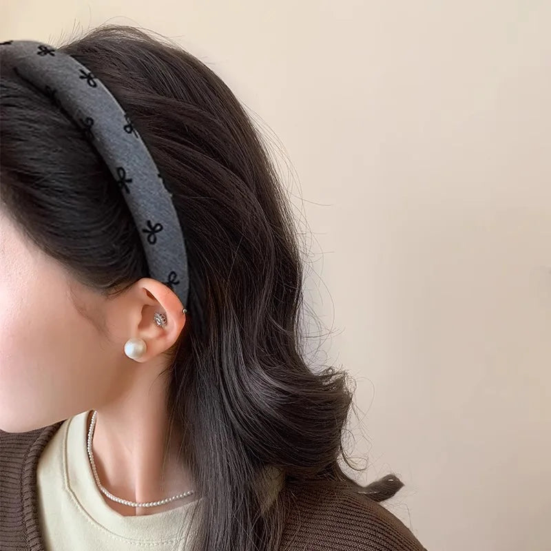 Black and Gray Simple Sponge Headband for Women Elegant Suitable for Daily Wear Including Washing Up Hair Band Fashion Girl