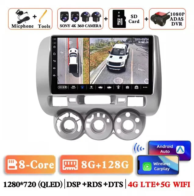 Android 15 Car Radio for Honda Fit Jazz 2002 - 2007 Car Radio Multimedia Navigation Android Auto Autoradio CarPlay DSP Stereo