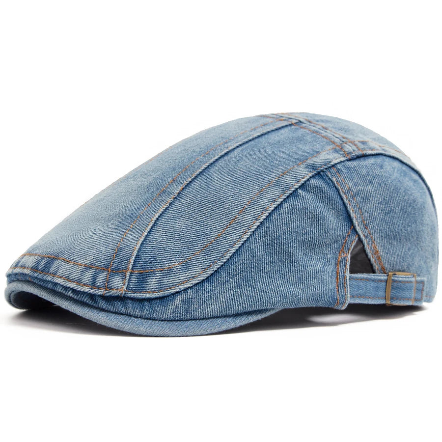 Women's Beret Fashion Denim Vintage Newsboy Cap For Men Summer Solid Washed Flat Caps Casual Female Visor Hat Unisex Adjustable
