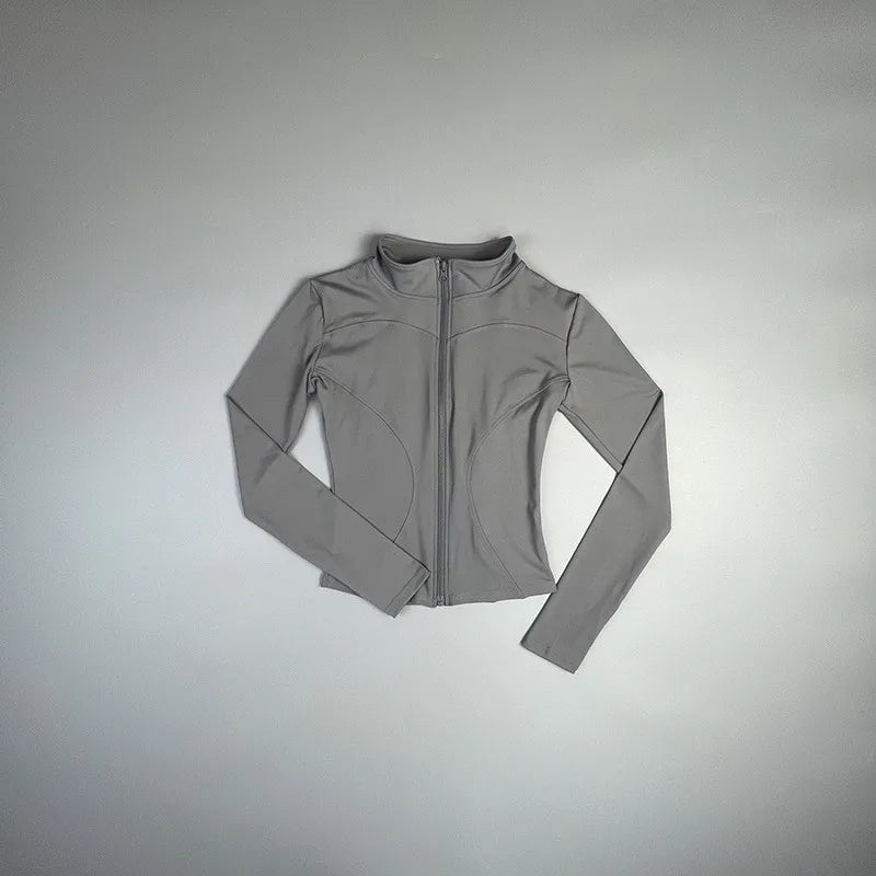 2025 New Yoga Coat Short Sports Jacket WOMEN'S Fitness Clothes Slimming Body Sculpting Zipper Yoga Jacket