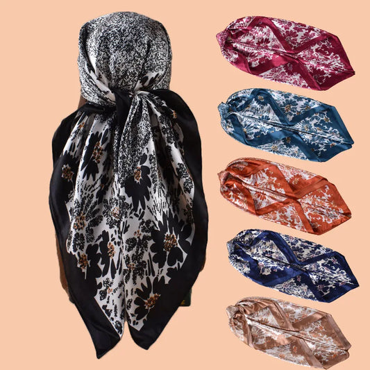 1PC Ladies Multicolor Patterned Print Scarf 90cm Versatile Headscarf Headband Belt Decorative Fashion Accessory