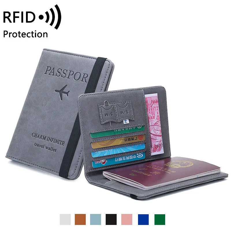 Women Men Travel Passport Holdr Cover Case RFID PU Leather Card ID Secure Wallet
