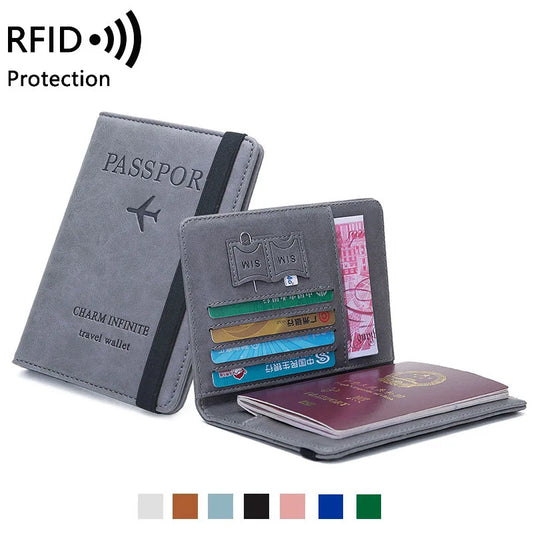 Women Men Travel Passport Holdr Cover Case RFID PU Leather Card ID Secure Wallet
