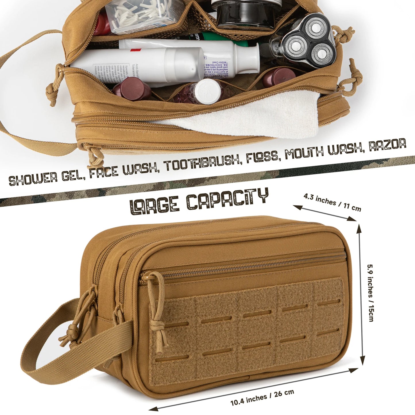Tactical Toiletry Bag, Molle Pouches, Women Men Shaving Kit Travel shower Bag