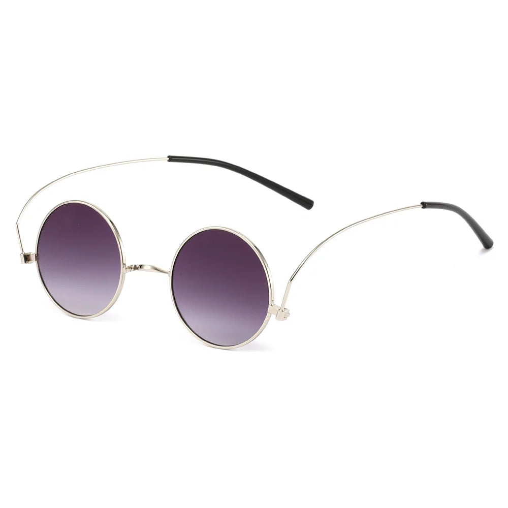JNPCXI Retro Small Round Metal Sunglasses Women Fashion Unique Legs Clear Gradient Mirror Lens Shades UV400 Men Punk Sun Glasses