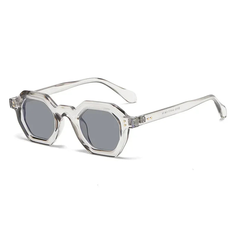 JNPCXI Retro Amber Polygon Small Square Women Sunglasses Retro Rivets Men Shades Fashion Trending Outdoor Sports Sun Glasses
