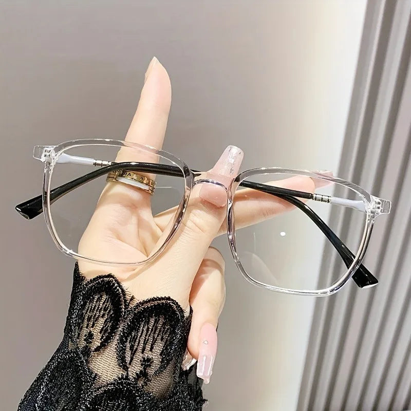 2 Pairs of Square Frame Non-Prescription Glasses Ultra-Light Full Frame PC Frames PC Non-Diopter Lenses Ideal Gift for Friend