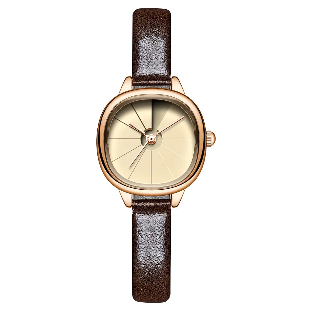 GEDI Vintage Watch Woman Fashion Microfiber Leather Strap Quartz Watches Waterproof Elegant Temperament Niche Women Gifts