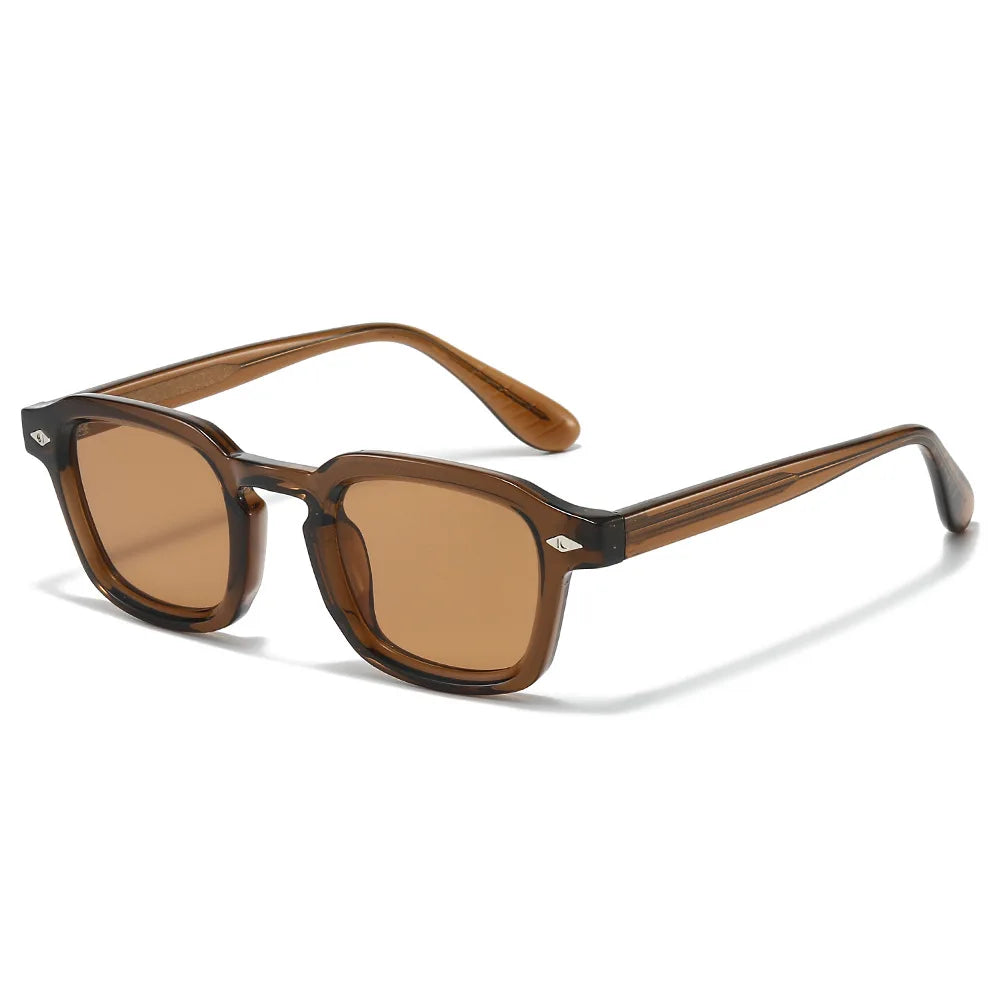 JNPCXI New TR90 Square Candy Color Women Sunglasses Retro Rivets Men Trending Tea Sun Glasses Shades UV400