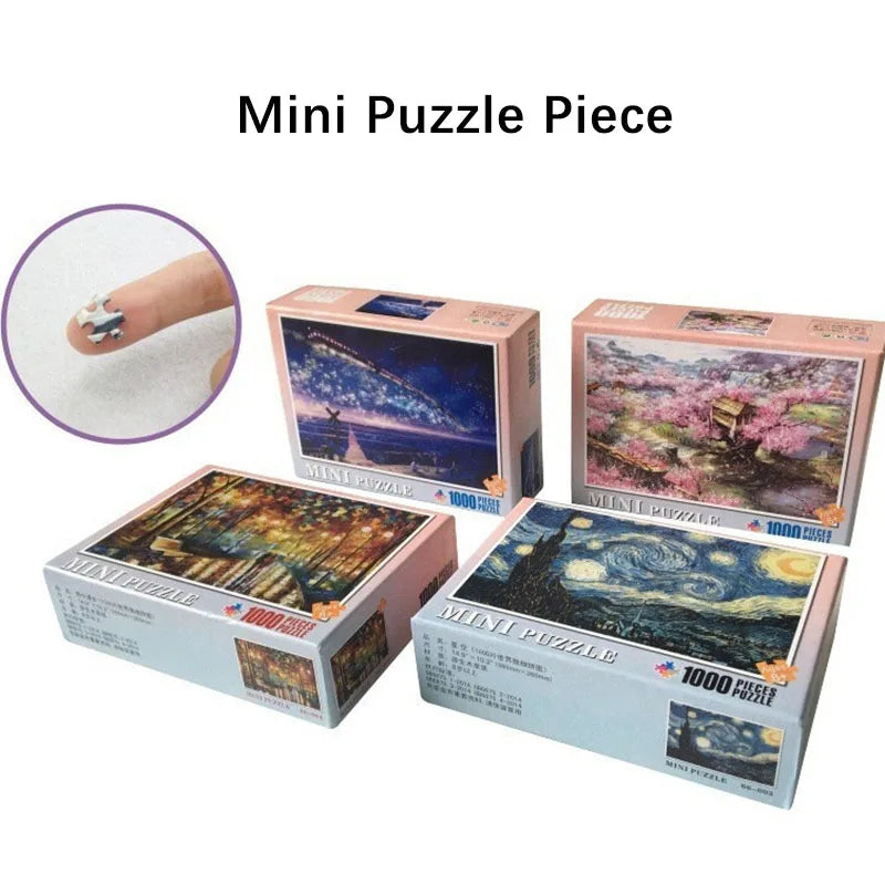 Mini Jigsaw Puzzle 1000 Pieces for Adults Kids Castle Night Puzzles Toy Family Game Famous World Oil Painting Home Decoration