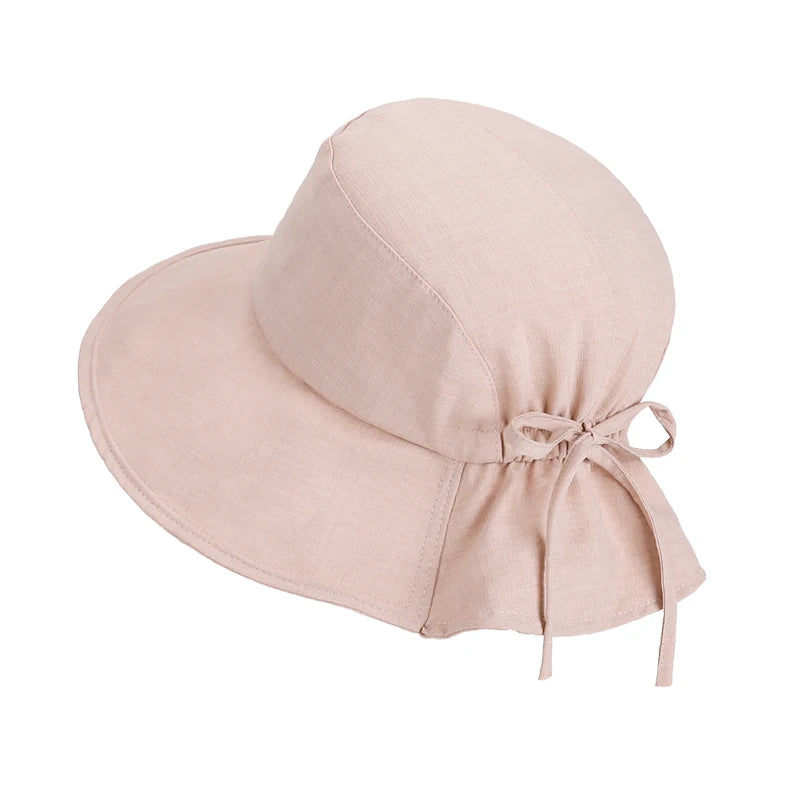 6152-New summer outdoor wide-brimmed sun hat for children, making the face look smaller. Fashionable bow hat for fishermen.