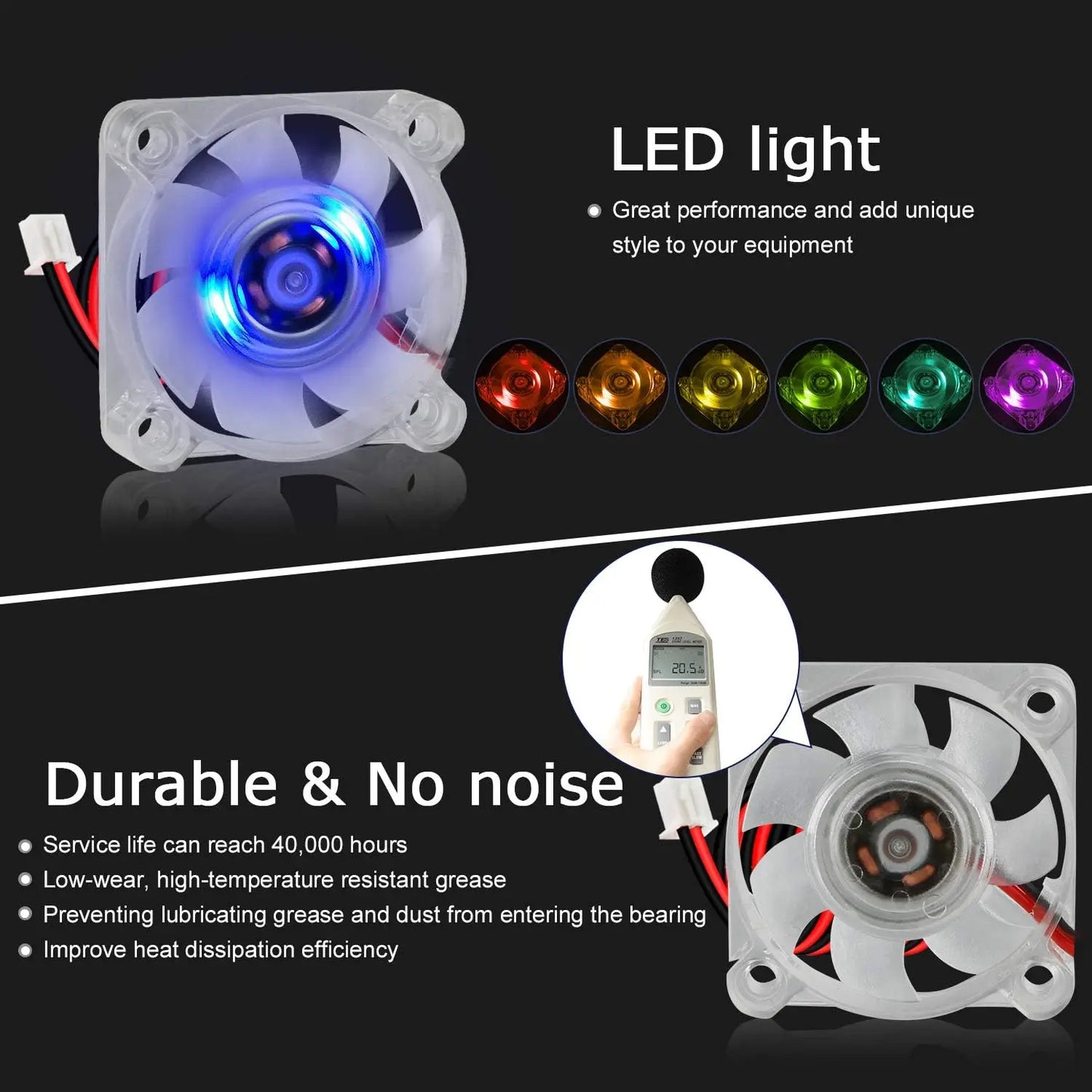 2pcs 40mm RGB Fan 12V 24V Ender 3 Fan Upgrade 24 Volt Fans LED Colorful 4010 Hydraulic Bearing, Works with Ender 3 Pro 3X CR-10S