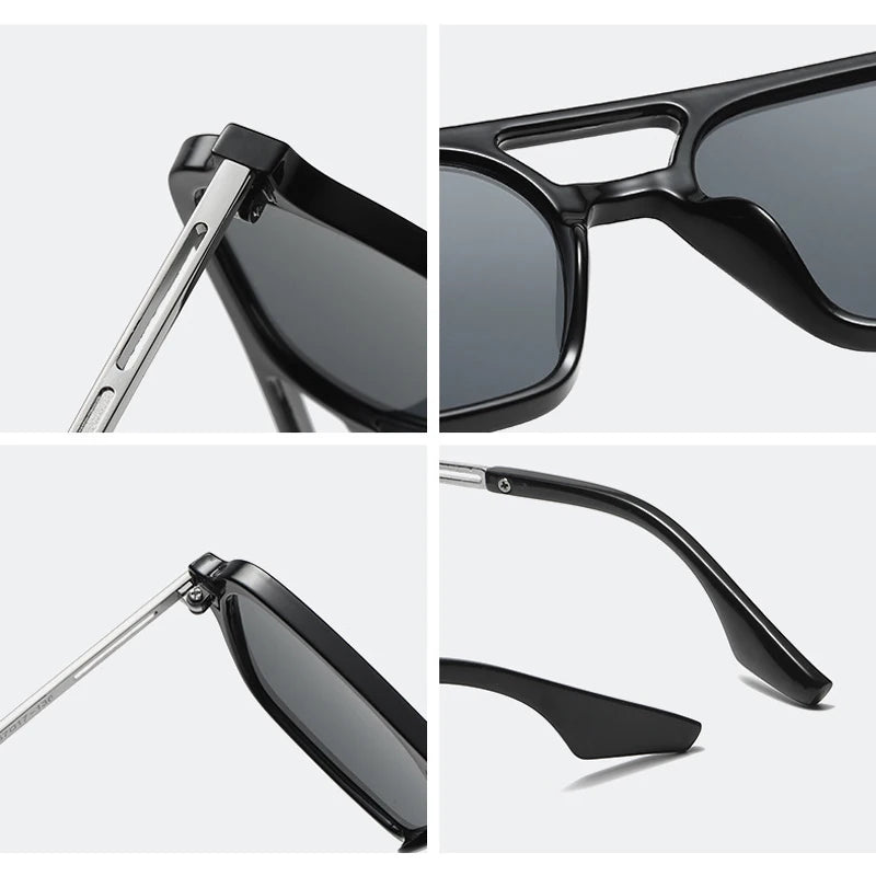 JNPCXI Quality Fashion Double Bridges Women Square Sunglasses Fashion Men Ocean Film Shades UV400 Trending Sun Glasses