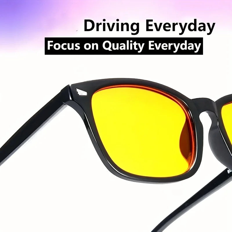 Anti Blue Light Yellow Lens Glasses Y2k Polarized Sunglasses Men Night Vision Glasses for Driving Square Plastic Glasses for Men